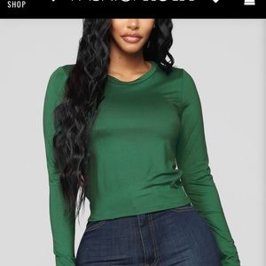 Long sleeve hunter green shirt from Fashion Nova